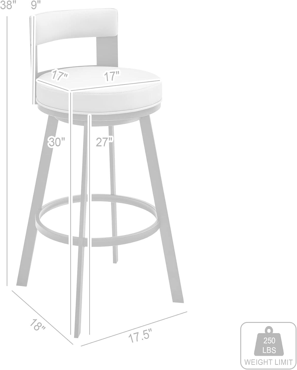 image:imageFlynn Swivel Counter Stool in Brushed Stainless Steel with White Faux LeatherBrown