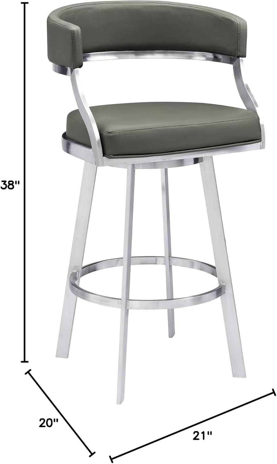 image:imageSaturn 26 Counter Height Swivel Gray Faux Leather and Brushed Stainless Steel Bar Stool Set of 3Grey