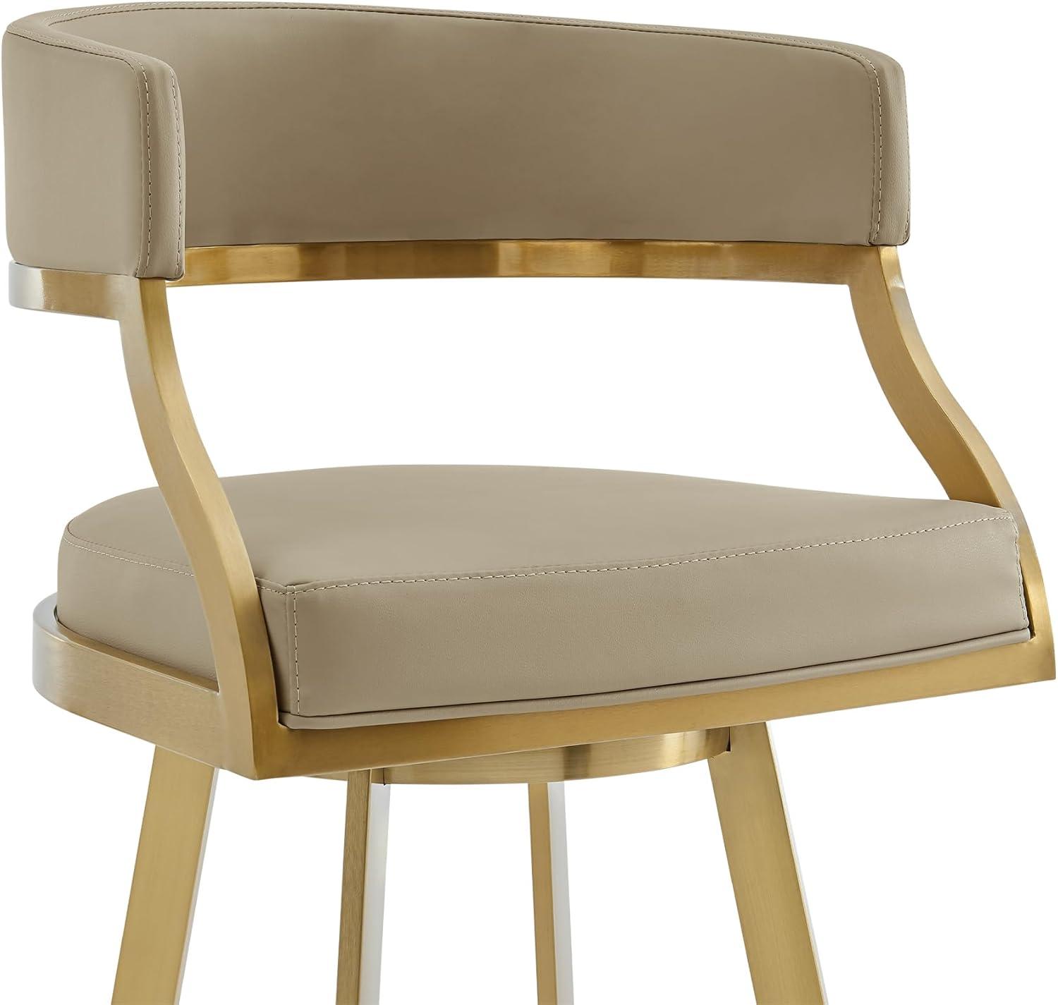 image:imageSaturn 26 Counter Height Swivel Gray Faux Leather and Brushed Stainless Steel Bar Stool Set of 3Light Sand
