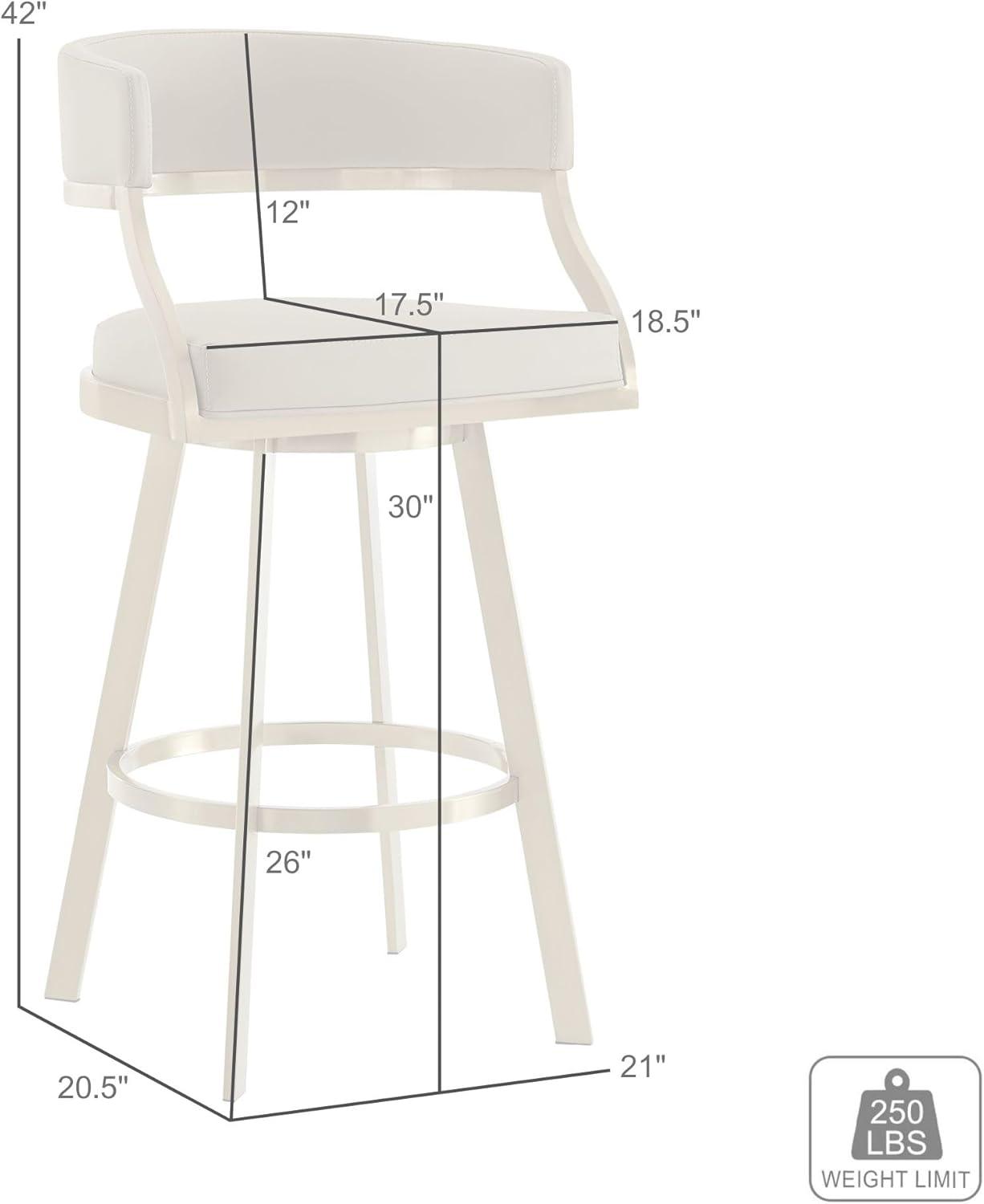 image:imageSaturn 26 Counter Height Swivel Gray Faux Leather and Brushed Stainless Steel Bar Stool Set of 3White