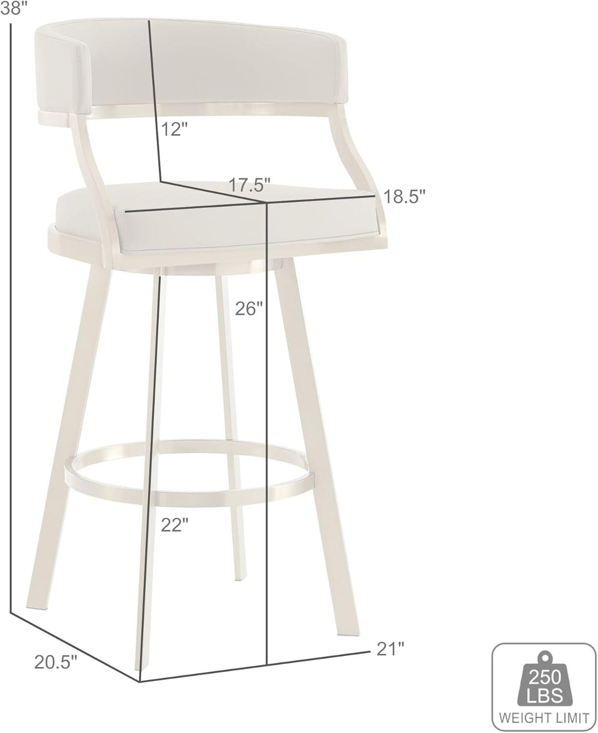 image:imageSaturn 26 Counter Height Swivel Gray Faux Leather and Brushed Stainless Steel Bar Stool Set of 3White