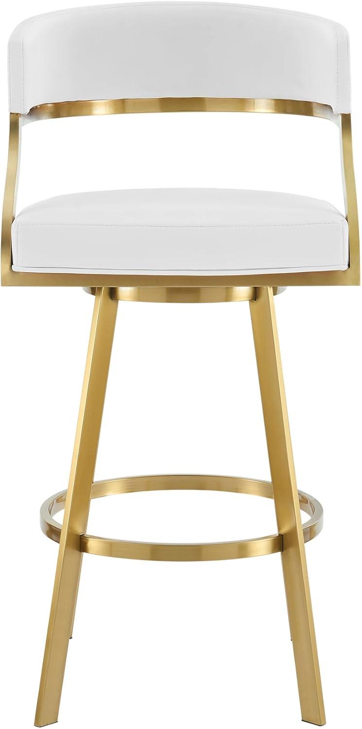 image:imageSaturn 26 Counter Height Swivel Gray Faux Leather and Brushed Stainless Steel Bar Stool Set of 3White