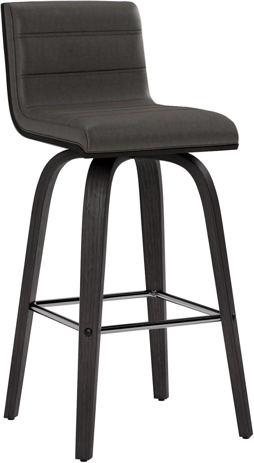 image:imageVienna 26 Swivel Counter Stool in Black Wood Finish with Gray Faux Leather Set of 3
