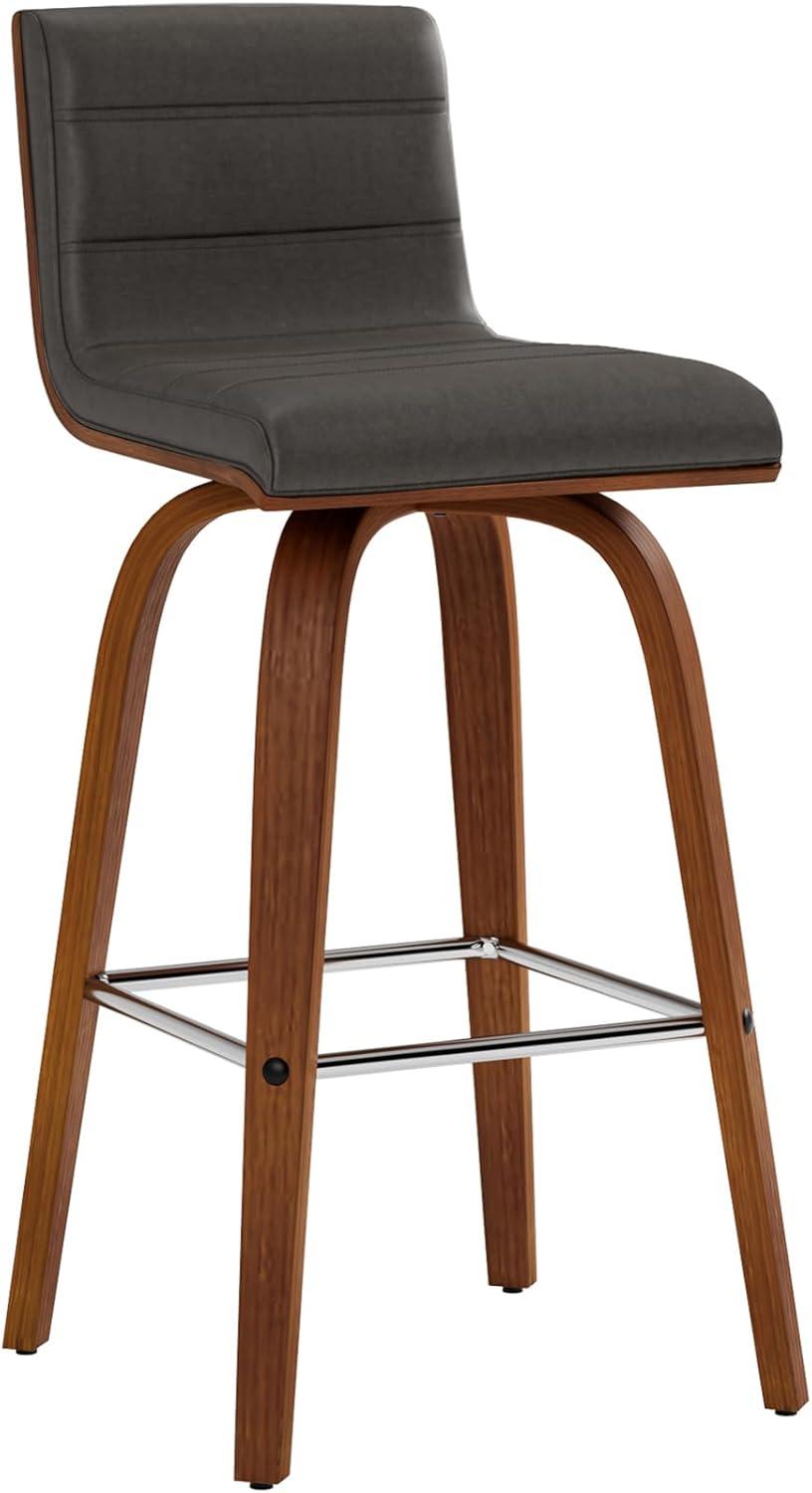 image:imageVienna 26 Swivel Counter Stool in Walnut Wood Finish with Gray Faux Leather Set of 4