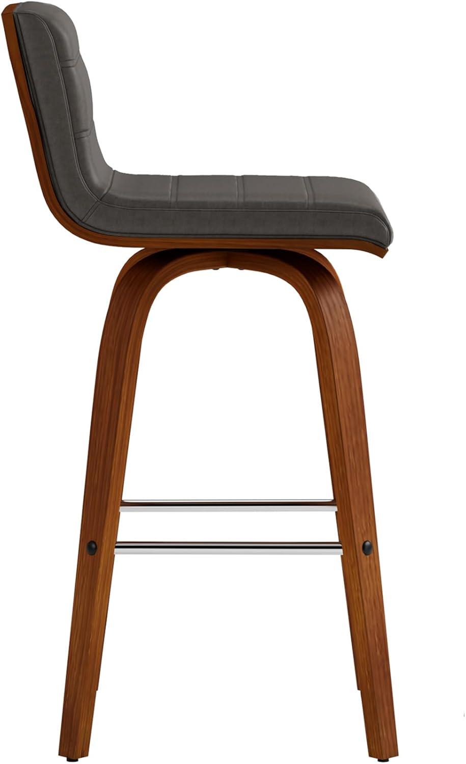 image:imageVienna 26 Swivel Counter Stool in Walnut Wood Finish with Gray Faux Leather Set of 4