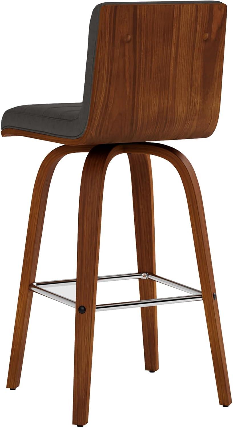 image:imageVienna 26 Swivel Counter Stool in Walnut Wood Finish with Gray Faux Leather Set of 4