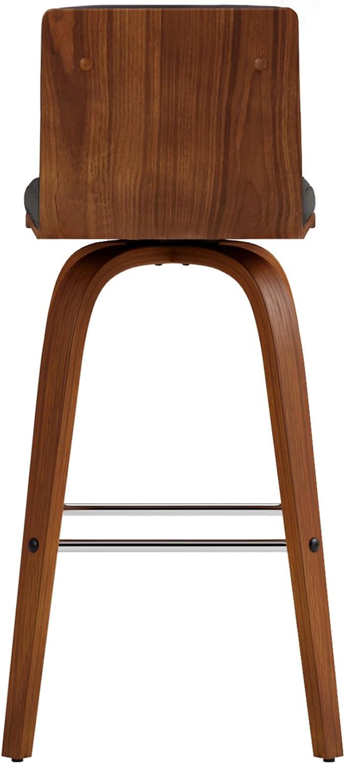 image:imageVienna 26 Swivel Counter Stool in Walnut Wood Finish with Gray Faux Leather Set of 4