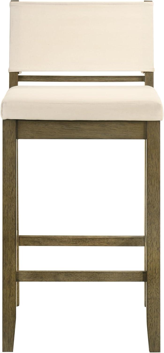 image:imageYaneli Contemporary Natural Wood Counter Height Kitchen Bar Stool in Putty Brown Finish with White Fabric Upholstered Seat Set of 4WhitePutty Brown