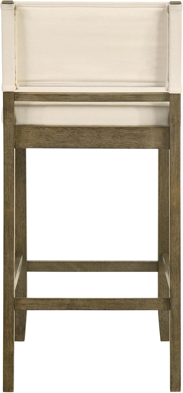 image:imageYaneli Contemporary Natural Wood Counter Height Kitchen Bar Stool in Putty Brown Finish with White Fabric Upholstered Seat Set of 4WhitePutty Brown