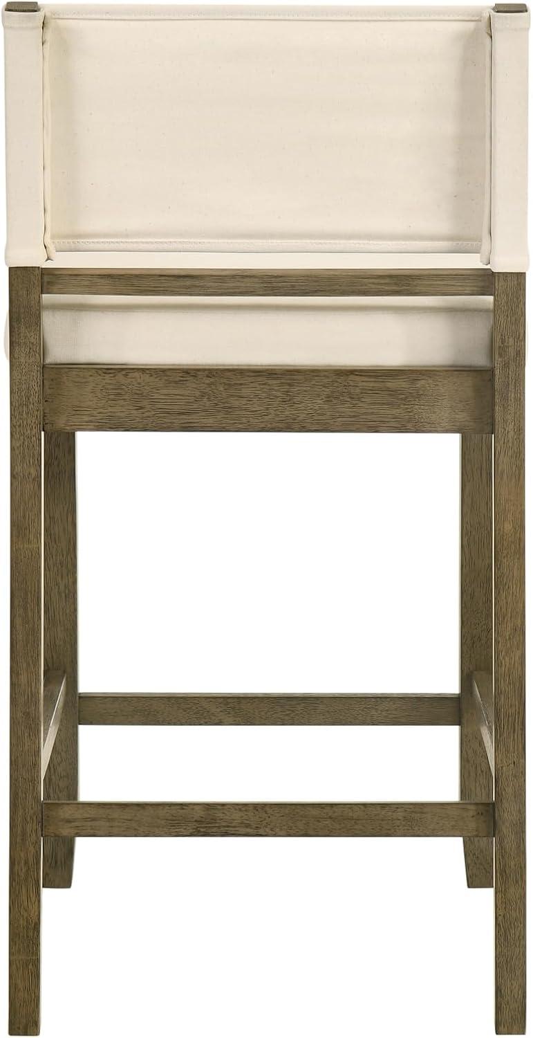 image:imageYaneli Contemporary Natural Wood Counter Height Kitchen Bar Stool in Putty Brown Finish with White Fabric Upholstered Seat Set of 4WhitePutty Brown