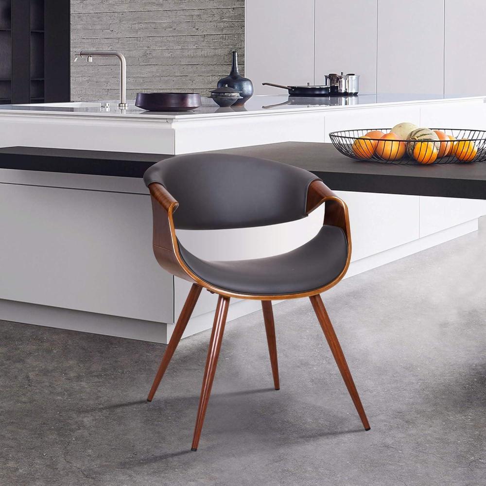 image:imageArmen Living Butterfly MidCentury Dining Chair in Walnut Finish and Charcoal FabricGreyWalnut