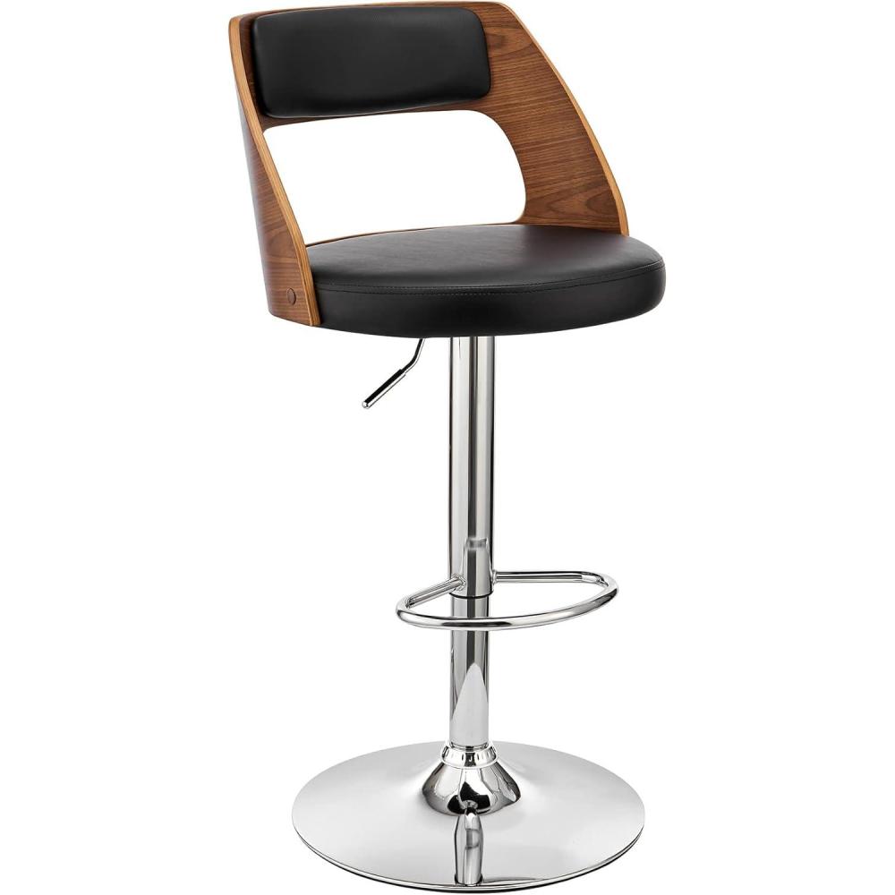 image:imageArmen Living Paulo Adjustable Swivel Cream Faux Leather and Black Wood Bar Stool with Black BaseBlackWalnut