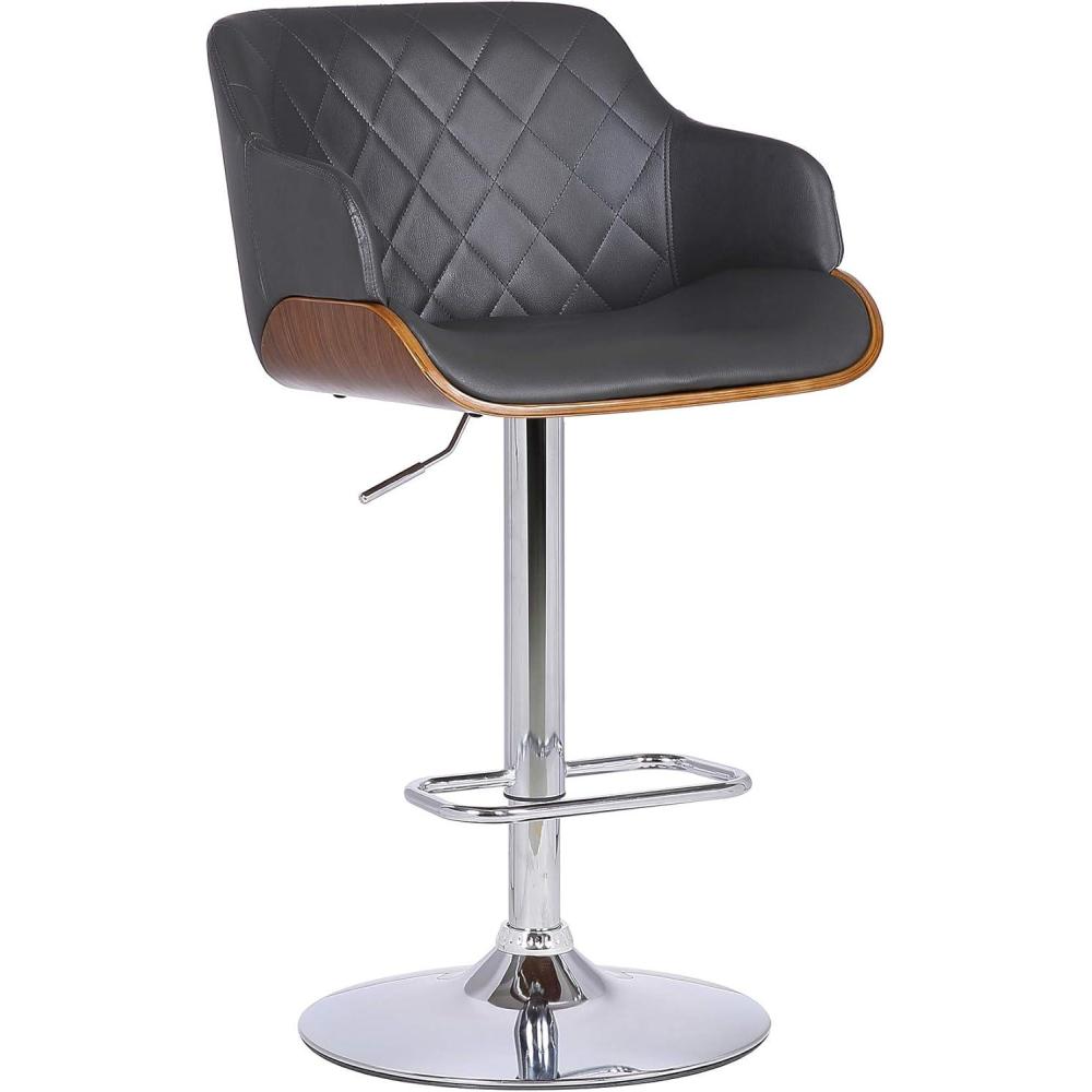image:imageArmen Living Toby Swivel Adjustable Height Barstool in Taupe Fabric Upholstered Seat and Ivory Finish with Pale Wood AccentsGrayChrome