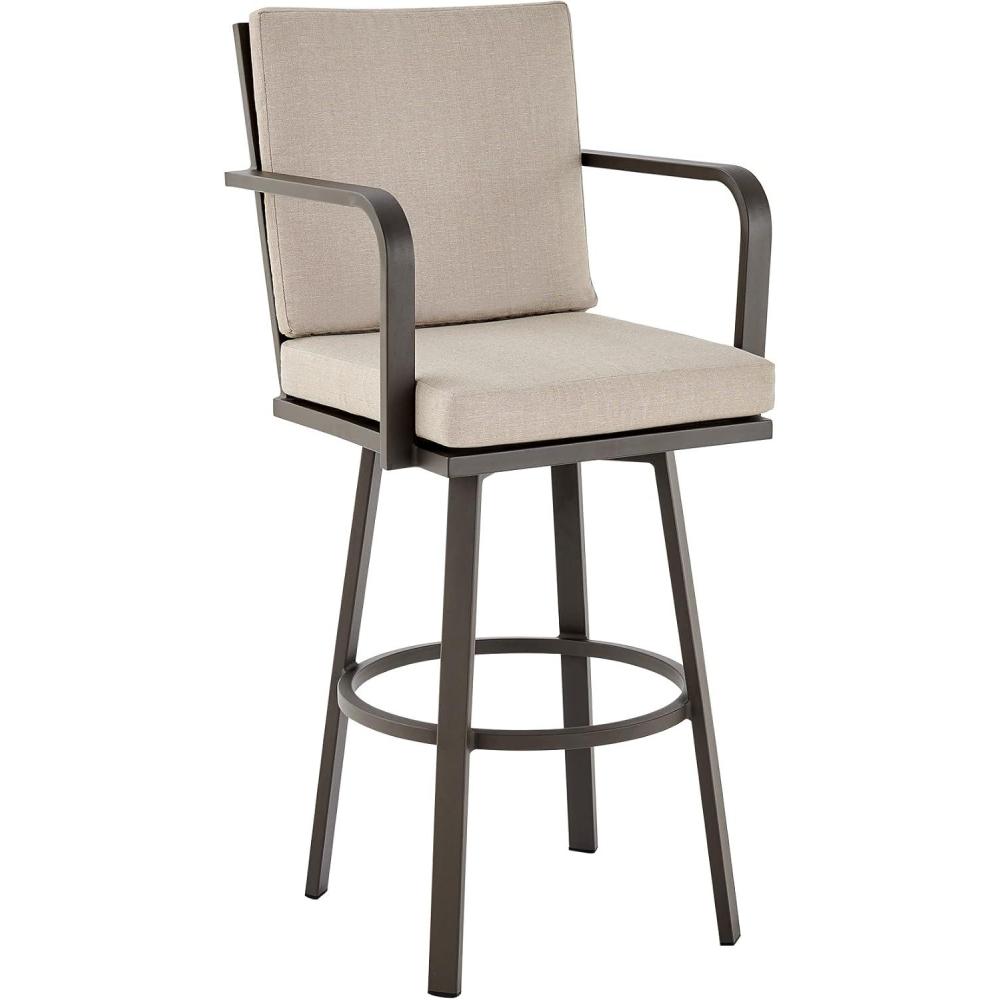 image:imageDon 30 Outdoor Patio Swivel Bar Stool in Brown Aluminum with CushionsBrown Aluminum