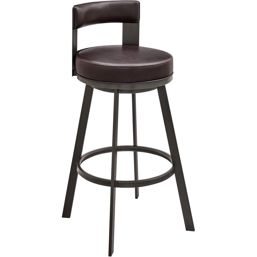 image:imageFlynn Swivel Counter Stool in Brushed Stainless Steel with White Faux LeatherBrown