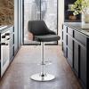 image:imageArmen Living Asher Modern Adjustable Height Swivel Black Faux Leather and Walnut Wood Bar Stool with Chrome Base for Kitchen Island Counter