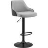 image:imageArmen Living Asher Modern Adjustable Height Swivel Gray Faux Leather and Black Wood Bar Stool with Black Base for Kitchen Island Counter