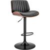 image:imageArmen Living Brock Modern Adjustable Height Swivel Black Faux Leather and Walnut Wood Bar Stool with Black Base for Kitchen Island Counter