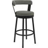 image:imageArmen Living Bryant Modern 26 Seat Height Gray Faux Leather and Black Stainless Steel Metal Swivel Bar Stool for Kitchen Island Counter