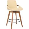 image:imageArmen Living Jayden Modern 26 Seat Height Swivel Grey Faux Leather and Walnut Wood Bar Stool for Kitchen Island CounterCream and Walnut Wood