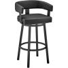 image:imageArmen Living Lorin Modern 30 Seat Height Black Faux Leather and Black Stainless Steel Metal Swivel Bar Stool for Kitchen Island Counter