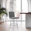 image:imageArmen Living Rochester 30 Swivel Modern Brushed Stainless Steel and Gray Faux Leather Bar and Counter StoolStainless SteelGray