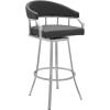 image:imageArmen Living Valerie Modern 30 Seat Height Gray Faux Leather and Brushed Stainless Steel Metal Swivel Bar Stool for Kitchen Island Counter