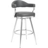 image:imageJustin 26 Counter Height Barstool in Brushed Stainless Steel and Vintage Grey Faux Leather