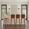 image:imageVienna 30 Swivel Bar Stool in Walnut Wood Finish with Cream Faux Leather  Set of 4