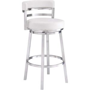 Titana 26″ Counter Height Swivel Blue Faux Leather and Brushed Stainless Steel Bar Stool(White)