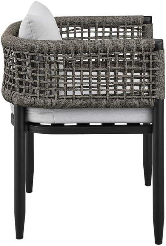 image:imageArmen Living Alegria Outdoor Patio 5Piece Dining Table Set in Aluminum with Grey Rope and Cushions