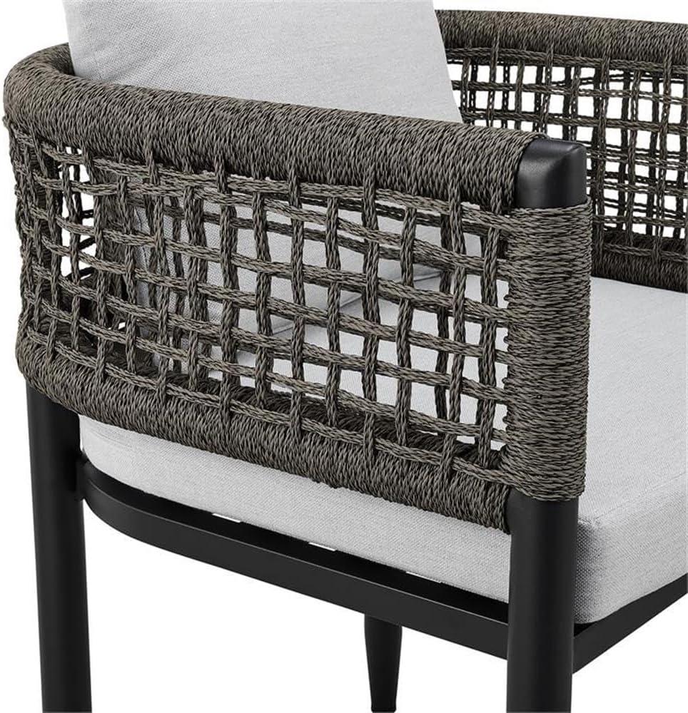 image:imageArmen Living Alegria Outdoor Patio 7Piece Dining Table Set in Aluminum with Grey Rope and Cushions