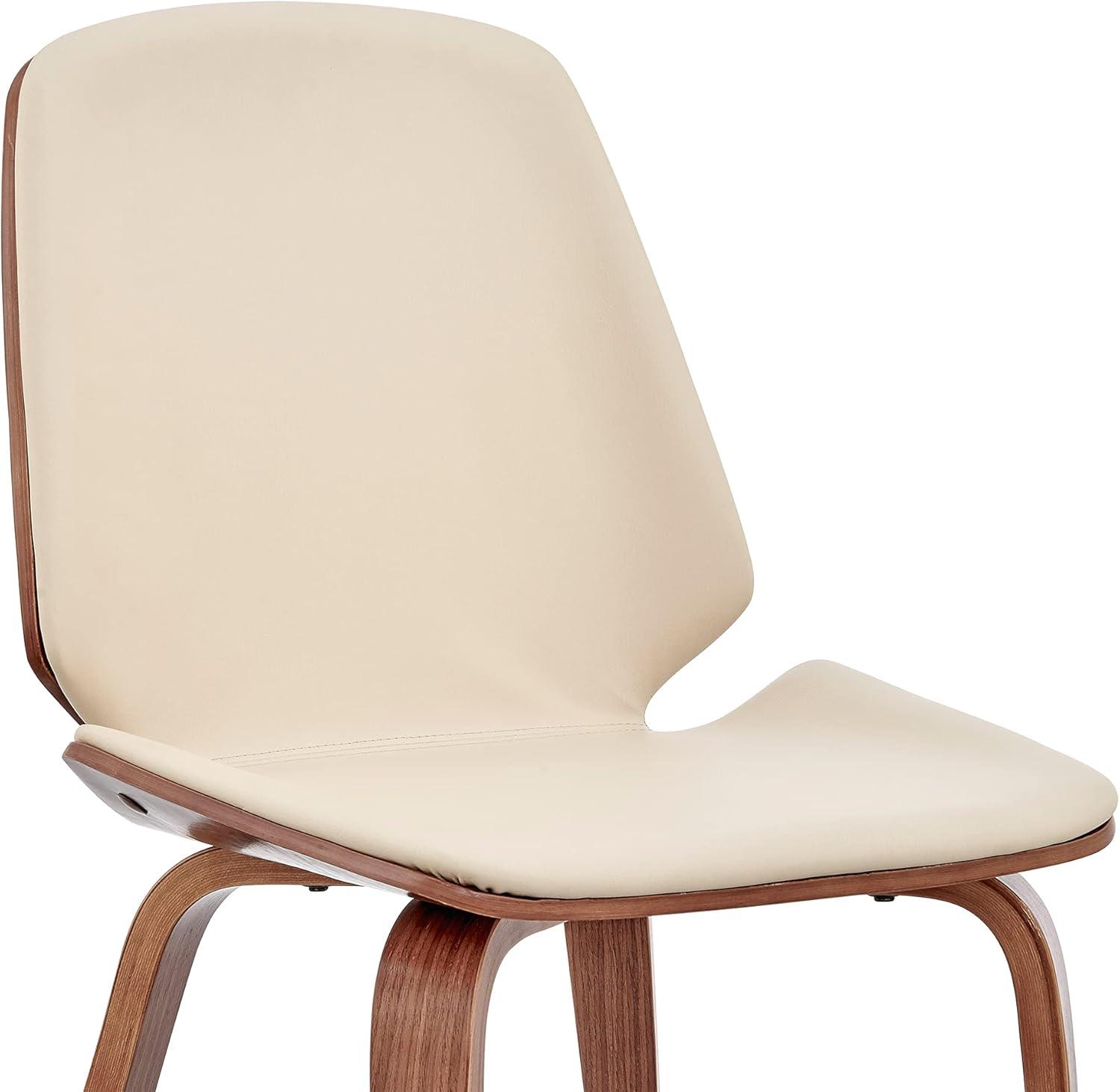 image:imageArmen Living Brinley Mid Century Modern Cream Faux Leather and Walnut Wood Dining Room Accent Side Chair for Kitchen Table Desk Vanity