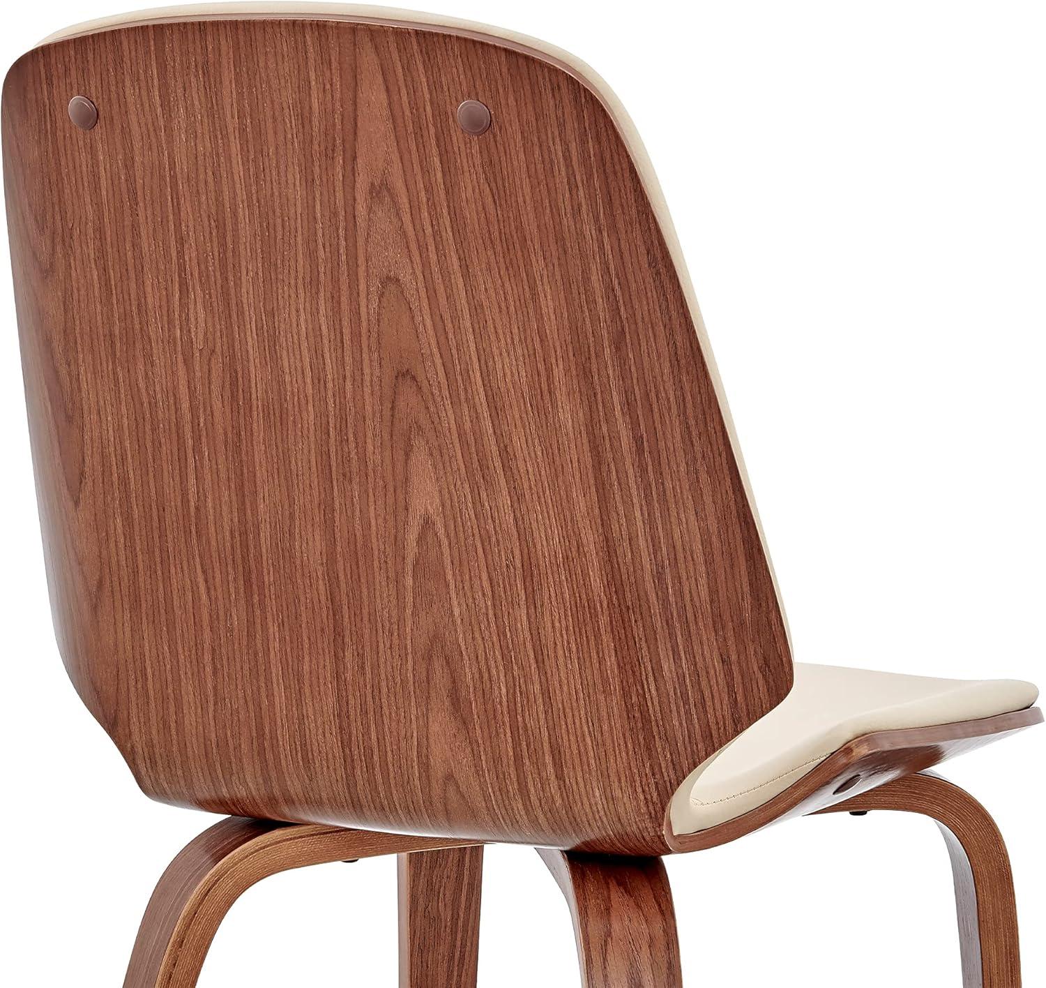 image:imageArmen Living Brinley Mid Century Modern Cream Faux Leather and Walnut Wood Dining Room Accent Side Chair for Kitchen Table Desk Vanity