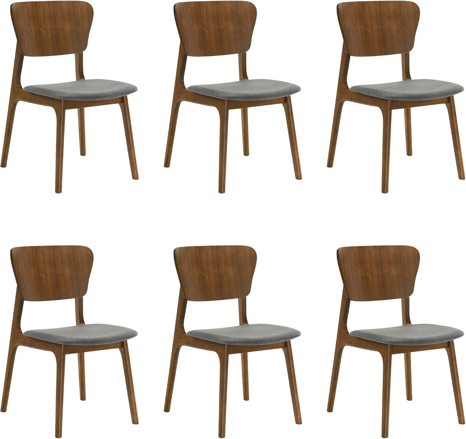 image:imageArmen Living Kalia Wood Dining Chair in Walnut Finish with Charcoal Fabric Set of 6