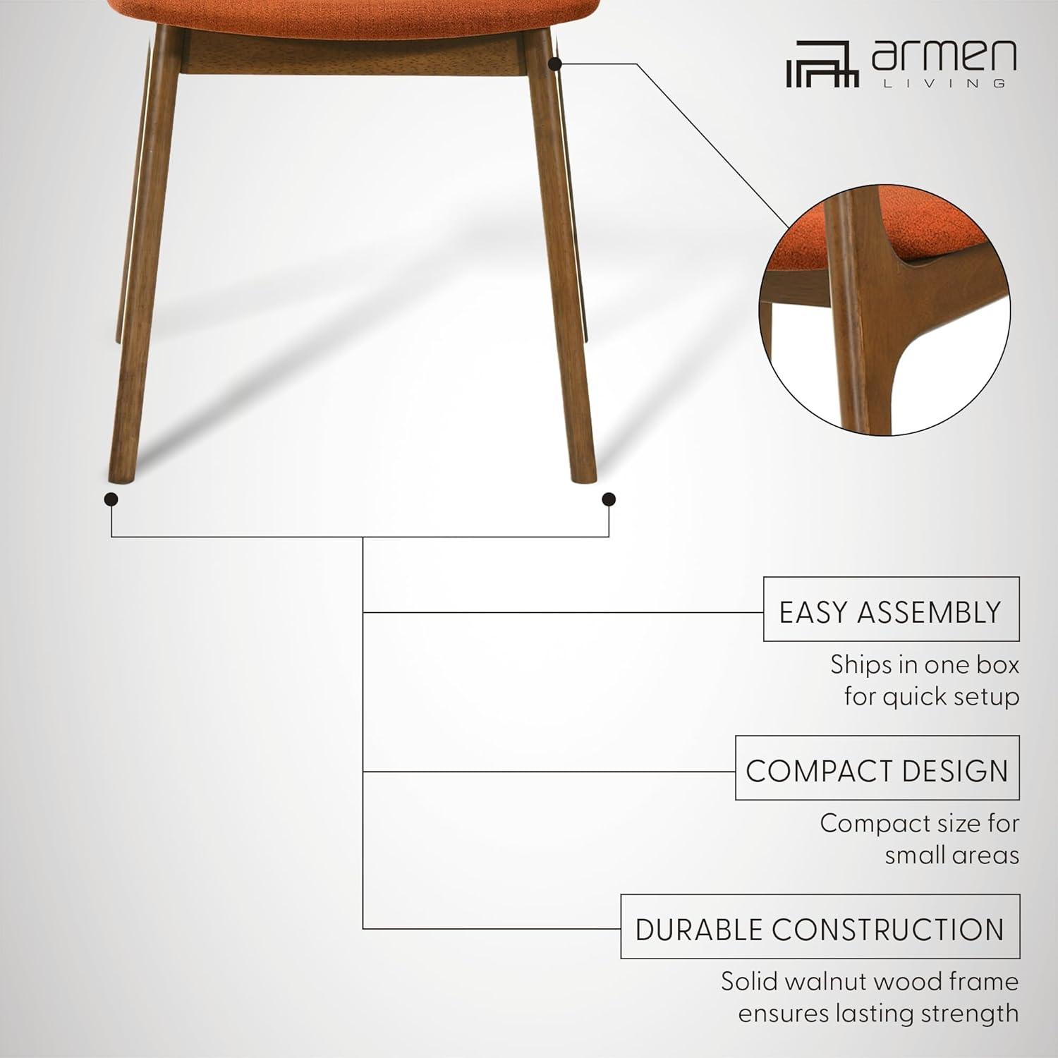 image:imageArmen Living Kalia Wood Dining Chair in Walnut Finish with Orange Fabric Set of 4Orange