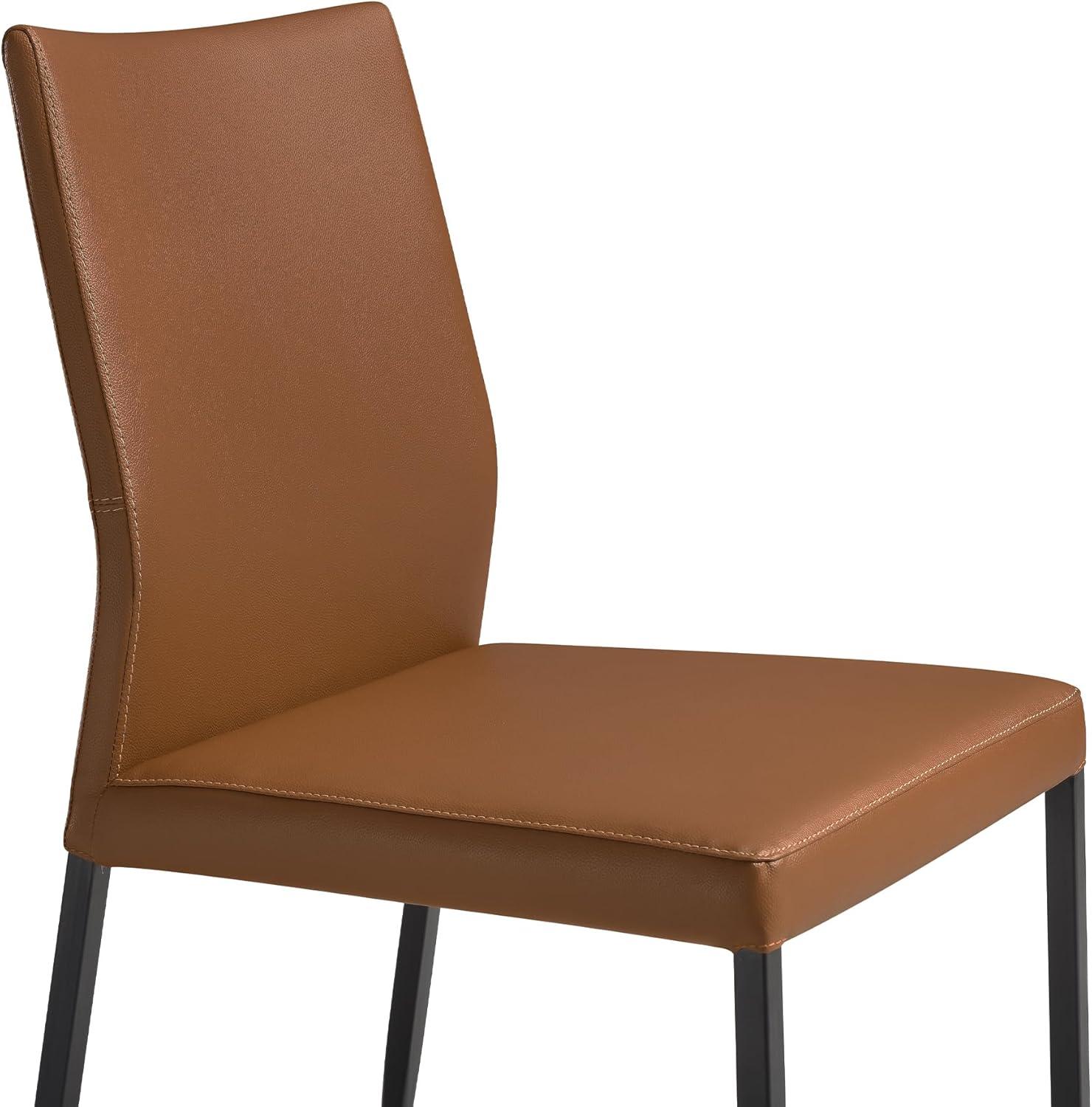 image:imageArmen Living Kash Upholstered Dining Chair in Brown Faux Leather with Black Metal Legs Set of 4