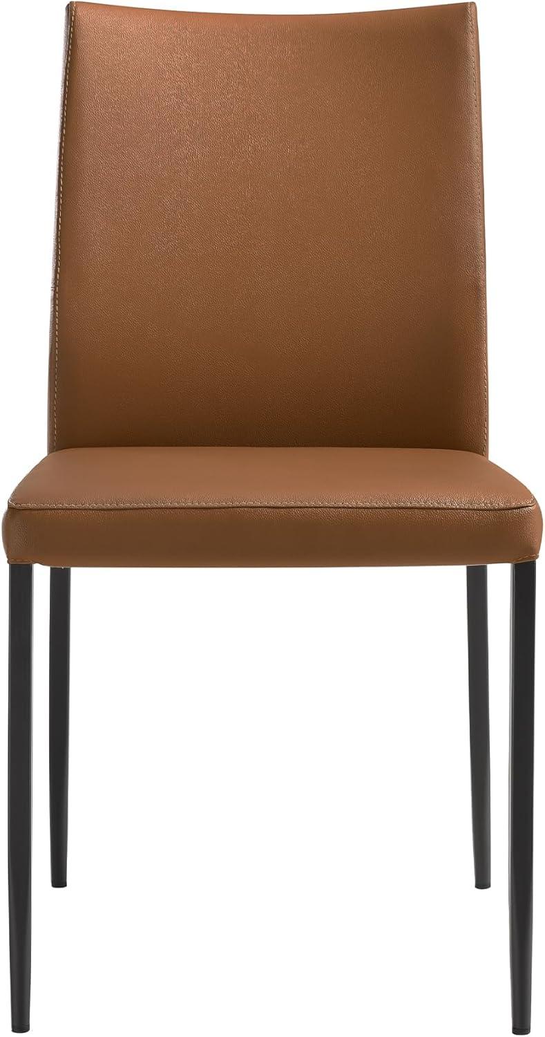 image:imageArmen Living Kash Upholstered Dining Chair in Brown Faux Leather with Black Metal Legs Set of 4