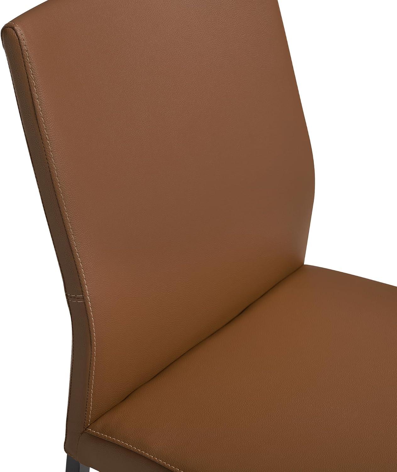 image:imageArmen Living Kash Upholstered Dining Chair in Brown Faux Leather with Black Metal Legs Set of 4