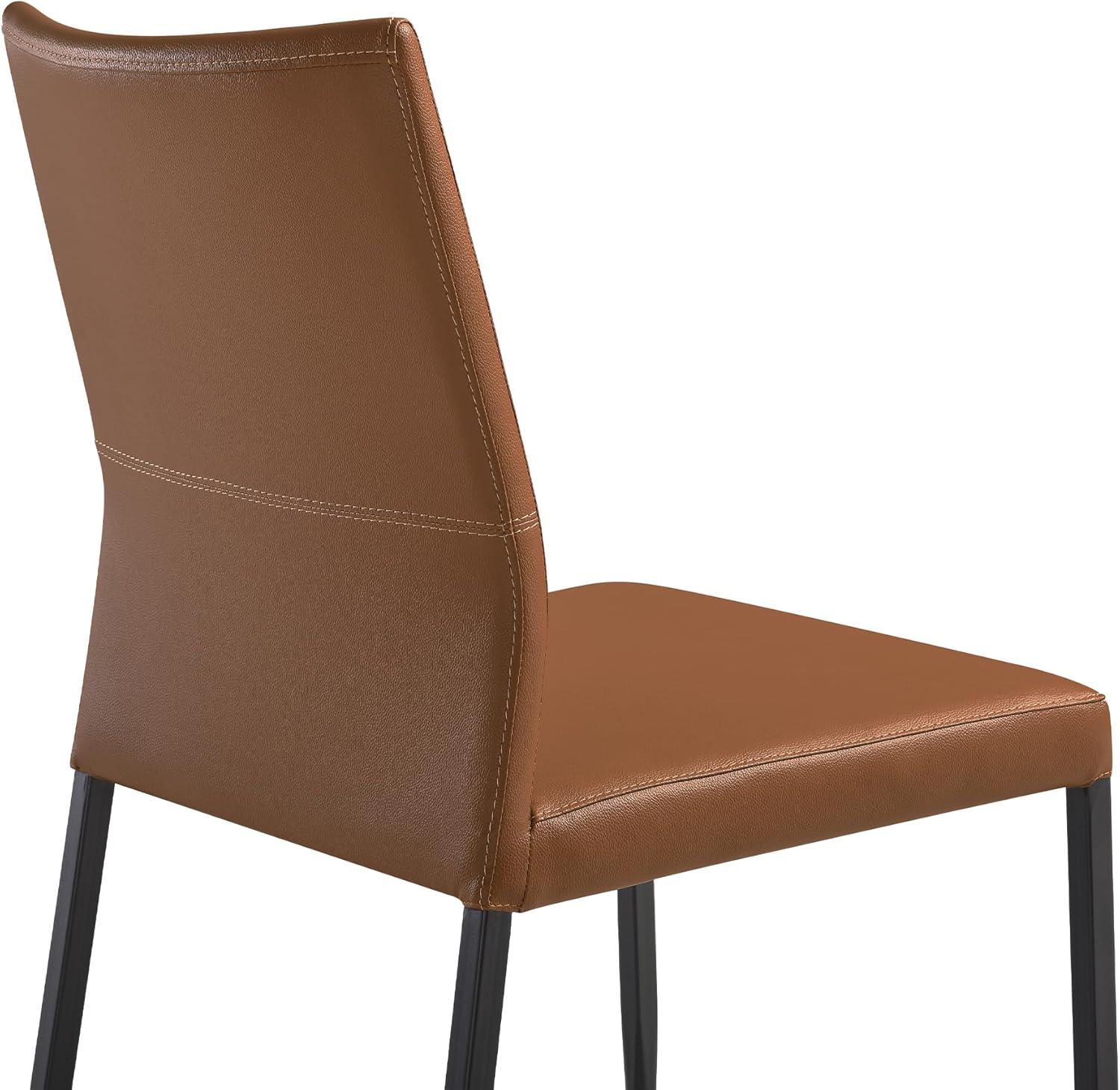 image:imageArmen Living Kash Upholstered Dining Chair in Brown Faux Leather with Black Metal Legs Set of 4