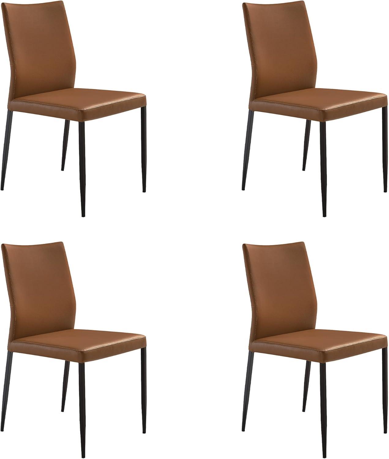 image:imageArmen Living Kash Upholstered Dining Chair in Brown Faux Leather with Black Metal Legs Set of 4