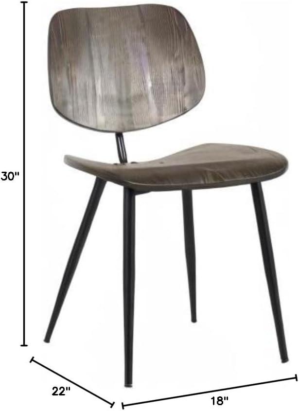 image:imageArmen Living LCMKSIWA Miki MidCentury Metal Dining Room Accent ChairSet of 2 18 Height Walnut WoodWalnut Wood