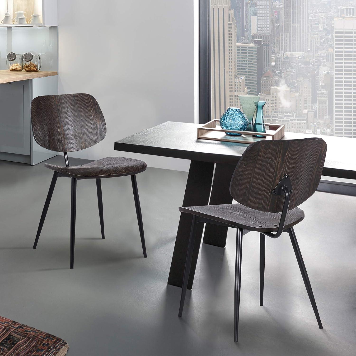 image:imageArmen Living LCMKSIWA Miki MidCentury Metal Dining Room Accent ChairSet of 2 18 Height Walnut WoodWalnut Wood