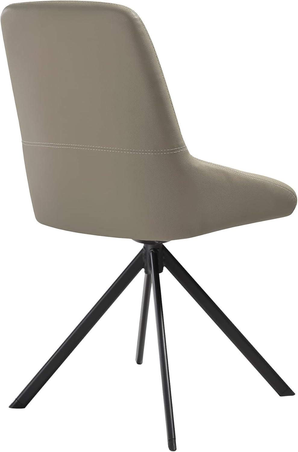 image:imageArmen Living Maverick Swivel Upholstered Dining Chair in Taupe Grey Faux Leather with Black Metal Legs Set of 2Taupe Grey