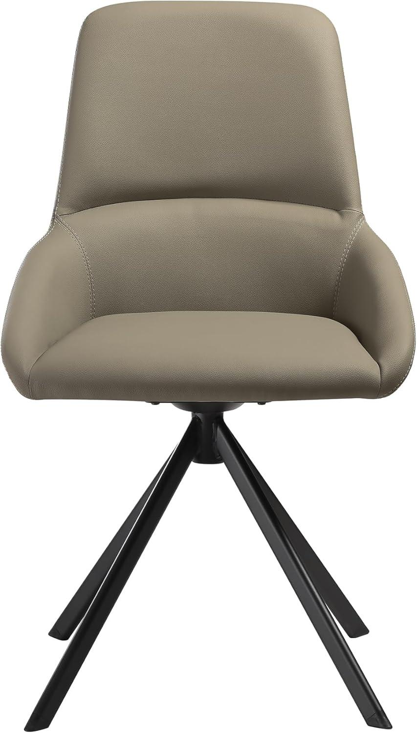 image:imageArmen Living Maverick Swivel Upholstered Dining Chair in Taupe Grey Faux Leather with Black Metal Legs Set of 2Taupe Grey