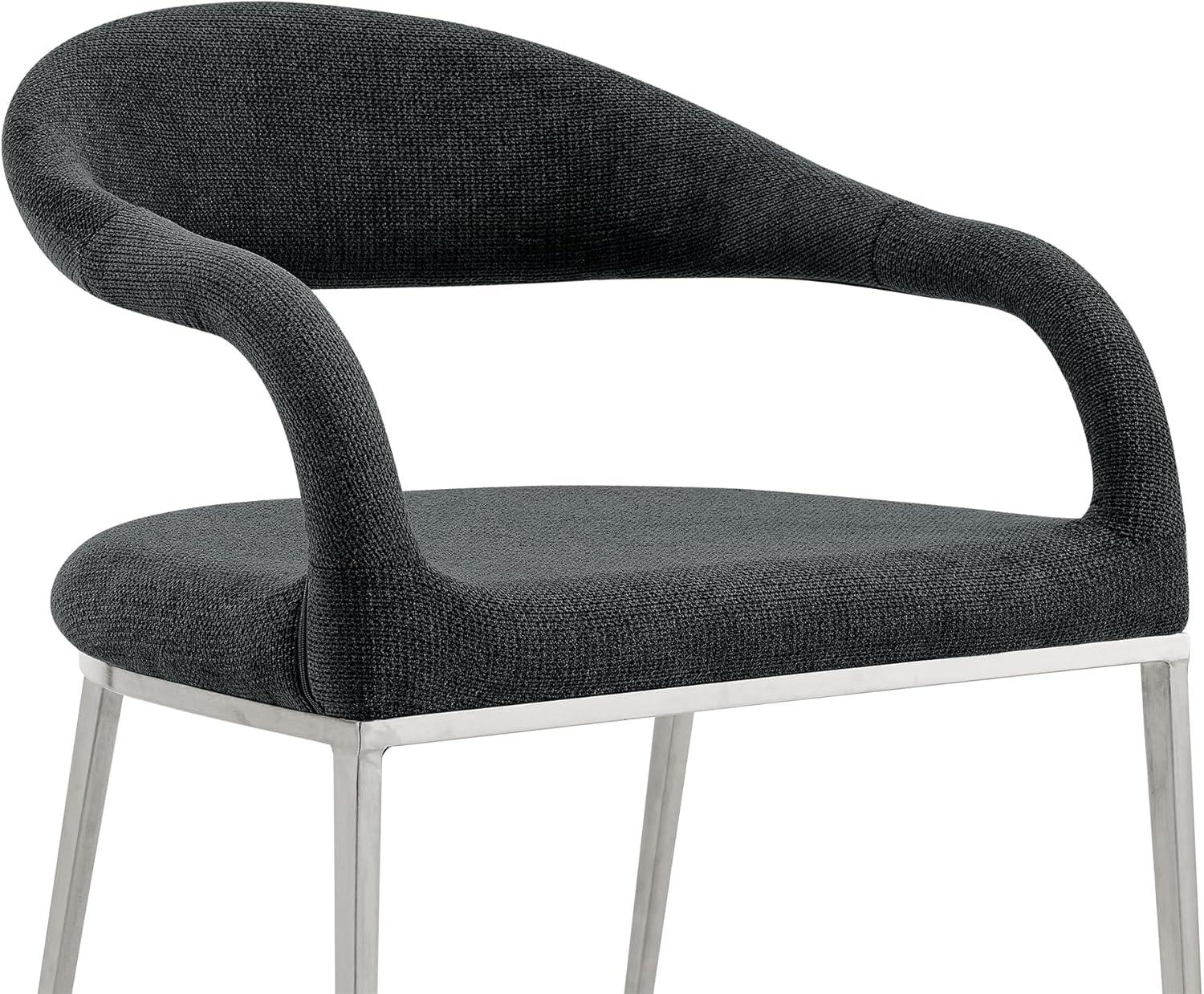 image:imageArmen Living Morgan Upholstered Dining Chair with Brushed Stainless Steel and Charcoal Fabric Set of 2Charcoal