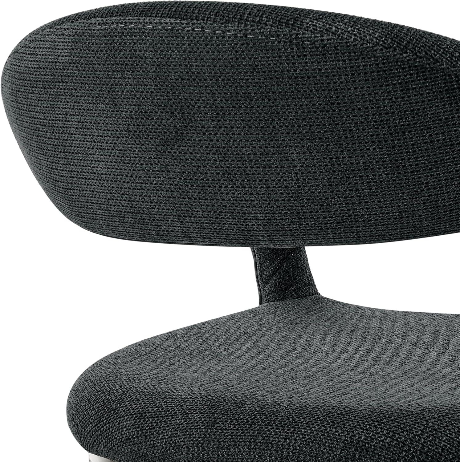image:imageArmen Living Morgan Upholstered Dining Chair with Brushed Stainless Steel and Charcoal Fabric Set of 2Charcoal