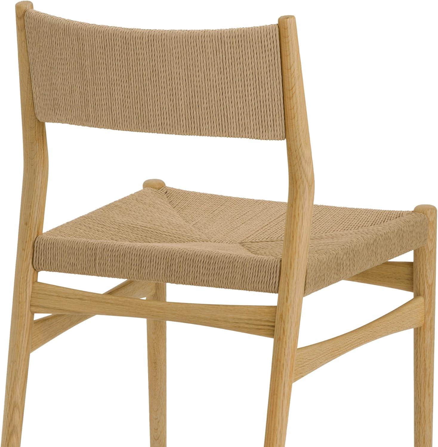 image:imageArmen Living Pasadena Erie 5 Piece Round Dining Set in Natural Oak Finish with Paper Cord ChairsNatural Wood Finish