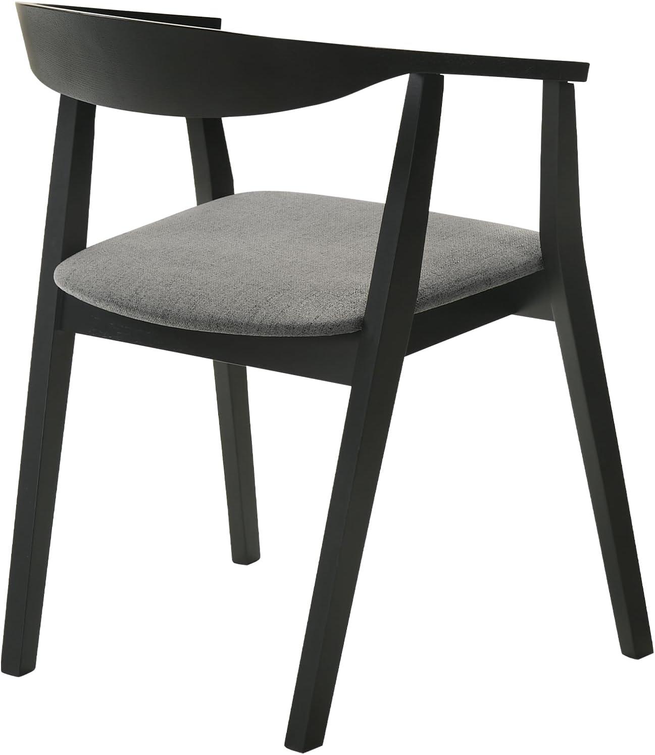 image:imageArmen Living Santana Wood Dining Chair in Black Finish with Charcoal Fabric Set of 2Charcoal