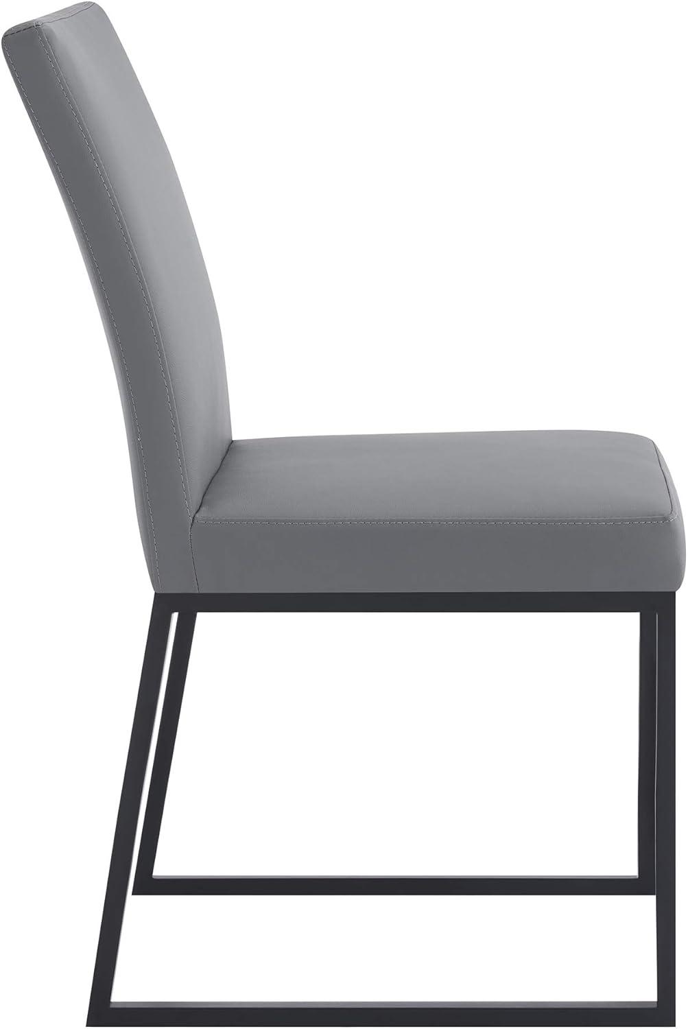 image:imageArmen Living Trevor Contemporary Faux Leather Dining Chair Set of 2 20 Seat Height Grey and Matte Black